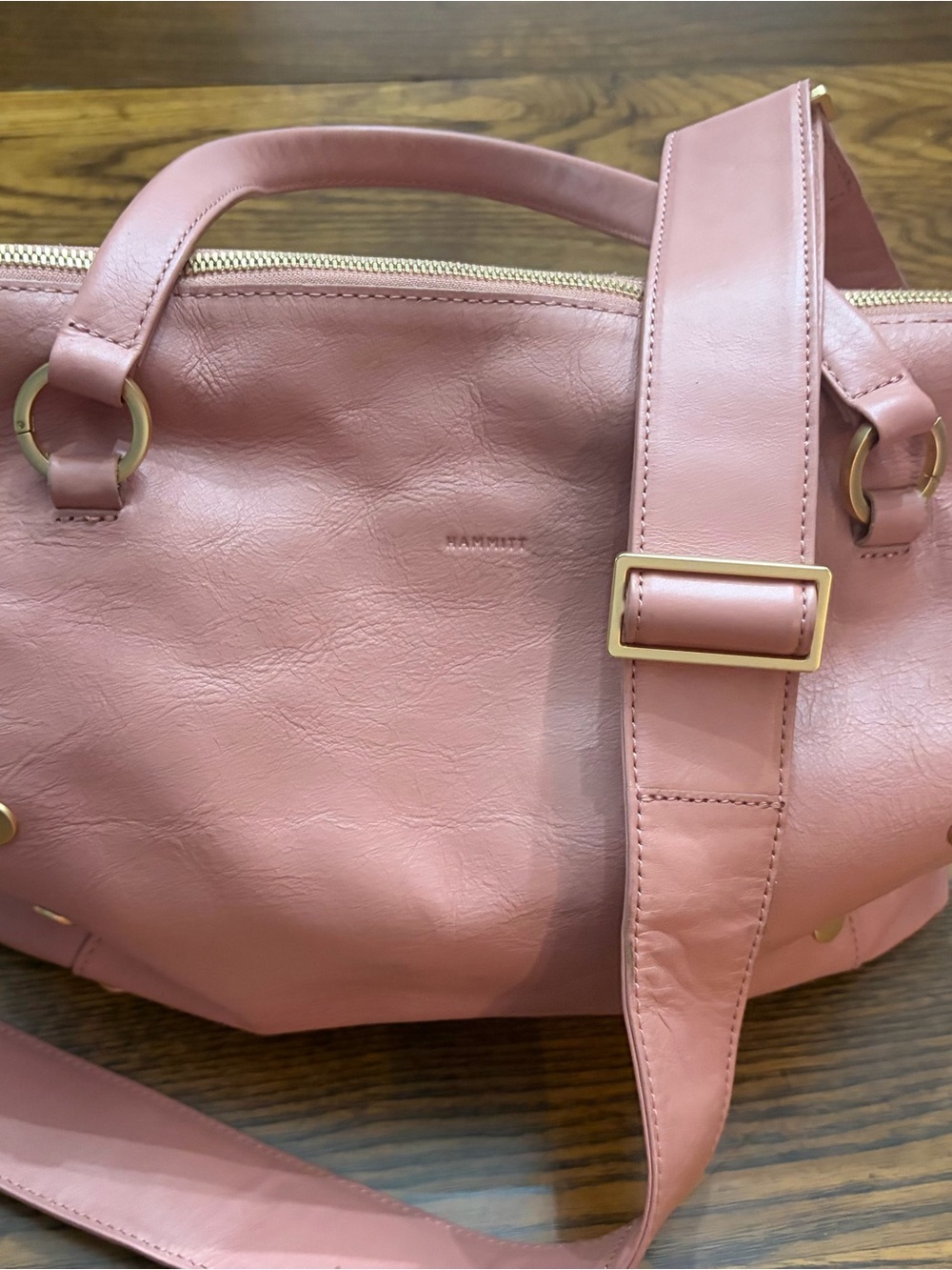Hammitt Pink Sands Leather (large) Daniel Shoulder Bag with Gold Hardware